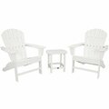 Polywood South Beach White Patio Set with Side Table and 2 Adirondack Chairs 633PWS1751WH